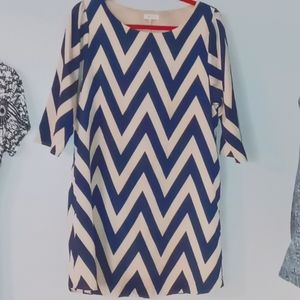 Everly Navy Chevron Dress